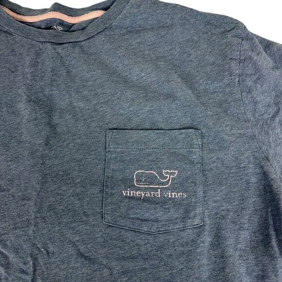 Vineyard Vines size Large Long-Sleeve Heathered Blue Whale Pocket T-Shirt - Picture 4 of 7